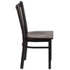 HERCULES Series Black Vertical Back Metal Restaurant Chair - Walnut Wood Seat