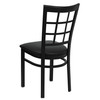 HERCULES Series Black Window Back Metal Restaurant Chair - Black Vinyl Seat