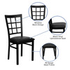 HERCULES Series Black Window Back Metal Restaurant Chair - Black Vinyl Seat