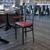HERCULES Series Black Window Back Metal Restaurant Chair - Burgundy Vinyl Seat