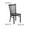 HERCULES Series Black School House Back Metal Restaurant Chair - Walnut Wood Seat