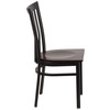 HERCULES Series Black School House Back Metal Restaurant Chair - Walnut Wood Seat