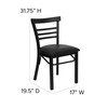 HERCULES Series Black Three-Slat Ladder Back Metal Restaurant Chair - Black Vinyl Seat