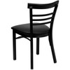 HERCULES Series Black Three-Slat Ladder Back Metal Restaurant Chair - Black Vinyl Seat