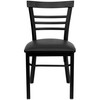 HERCULES Series Black Three-Slat Ladder Back Metal Restaurant Chair - Black Vinyl Seat