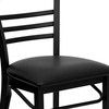 HERCULES Series Black Three-Slat Ladder Back Metal Restaurant Chair - Black Vinyl Seat