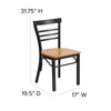 HERCULES Series Black Three-Slat Ladder Back Metal Restaurant Chair - Natural Wood Seat