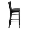 HERCULES Series Black Vertical Back Metal Restaurant Barstool - Black Vinyl Seat