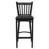 HERCULES Series Black Vertical Back Metal Restaurant Barstool - Black Vinyl Seat