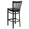 HERCULES Series Black School House Back Metal Restaurant Barstool - Mahogany Wood Seat