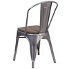 Lincoln Clear Coated Metal Stackable Chair with Wood Seat