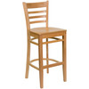 HERCULES Series Ladder Back Natural Wood Restaurant Barstool