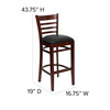 HERCULES Series Ladder Back Walnut Wood Restaurant Barstool - Black Vinyl Seat