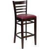 HERCULES Series Ladder Back Walnut Wood Restaurant Barstool - Burgundy Vinyl Seat