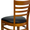 HERCULES Series Ladder Back Cherry Wood Restaurant Chair - Black Vinyl Seat