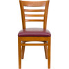 HERCULES Series Ladder Back Cherry Wood Restaurant Chair - Burgundy Vinyl Seat