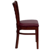 HERCULES Series Ladder Back Mahogany Wood Restaurant Chair - Burgundy Vinyl Seat