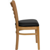 HERCULES Series Ladder Back Natural Wood Restaurant Chair - Black Vinyl Seat