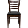 HERCULES Series Ladder Back Walnut Wood Restaurant Chair - Black Vinyl Seat