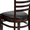 HERCULES Series Ladder Back Walnut Wood Restaurant Chair - Black Vinyl Seat