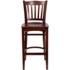 HERCULES Series Vertical Slat Back Mahogany Wood Restaurant Barstool