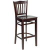 HERCULES Series Vertical Slat Back Walnut Wood Restaurant Barstool