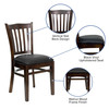 HERCULES Series Vertical Slat Back Walnut Wood Restaurant Chair - Black Vinyl Seat