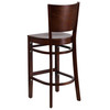 Lacey Series Solid Back Walnut Wood Restaurant Barstool