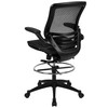 Waylon Mid-Back Transparent Black Mesh Drafting Chair with Black Frame and Flip-Up Arms