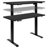 Park 48" Wide Black Electric Height Adjustable Standing Desk with Designer Armless White Ribbed Swivel Task Office Chair