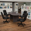 Lake 5 Piece Rustic Gray Oval Conference Table Set with 4 Black LeatherSoft-Padded Task Chairs