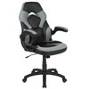 Optis Black Gaming Desk and Gray/Black Racing Chair Set with Cup Holder, Headphone Hook & 2 Wire Management Holes