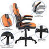 Optis Black Gaming Desk and Orange/Black Racing Chair Set with Cup Holder, Headphone Hook & 2 Wire Management Holes