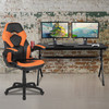 Optis Gaming Desk and Orange/Black Racing Chair Set /Cup Holder/Headphone Hook/Removable Mouse Pad Top - 2 Wire Management Holes