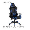 Optis Black Gaming Desk and Blue/Black Reclining Gaming Chair Set with Cup Holder, Headphone Hook & 2 Wire Management Holes