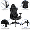 Optis Black Gaming Desk and Gray/Black Reclining Gaming Chair Set with Cup Holder, Headphone Hook & 2 Wire Management Holes