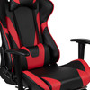 Optis Red Gaming Desk and Red/Black Footrest Reclining Gaming Chair Set with Cup Holder and Headphone Hook