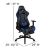 Optis Black Gaming Desk with Cup Holder/Headphone Hook and Monitor/Smartphone Stand & Blue Reclining Gaming Chair with Footrest