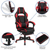 Optis Red Gaming Desk with Cup Holder/Headphone Hook & Red Reclining Back/Arms Gaming Chair with Footrest