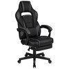 Optis Black Gaming Desk with Cup Holder/Headphone Hook/Monitor Stand & Black Reclining Back/Arms Gaming Chair with Footrest