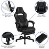 Optis Black Gaming Desk with Cup Holder/Headphone Hook/Monitor Stand & Black Reclining Back/Arms Gaming Chair with Footrest