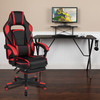 Optis Black Gaming Desk with Cup Holder/Headphone Hook/Monitor Stand & Red Reclining Back/Arms Gaming Chair with Footrest