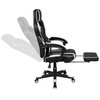 Optis Black Gaming Desk with Cup Holder/Headphone Hook/Monitor Stand & White Reclining Back/Arms Gaming Chair with Footrest