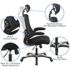 Kelista High-Back Black Mesh Swivel Ergonomic Executive Office Chair with Flip-Up Arms and Adjustable Headrest, BIFMA Certified