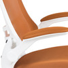 Kelista Mid-Back Tan Mesh Swivel Ergonomic Task Office Chair with White Frame and Flip-Up Arms