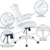 Kelista Mid-Back White Mesh Swivel Ergonomic Task Office Chair with White Frame and Flip-Up Arms