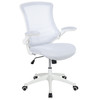 Kelista Mid-Back White Mesh Swivel Ergonomic Task Office Chair with White Frame and Flip-Up Arms