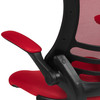 Kelista Mid-Back Red Mesh Ergonomic Drafting Chair with Adjustable Foot Ring and Flip-Up Arms