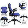 Kale High Back Designer Blue Mesh Executive Swivel Ergonomic Office Chair with Adjustable Arms