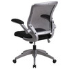 Kale Mid-Back Black Mesh Swivel Ergonomic Task Office Chair with Gray Frame and Flip-Up Arms